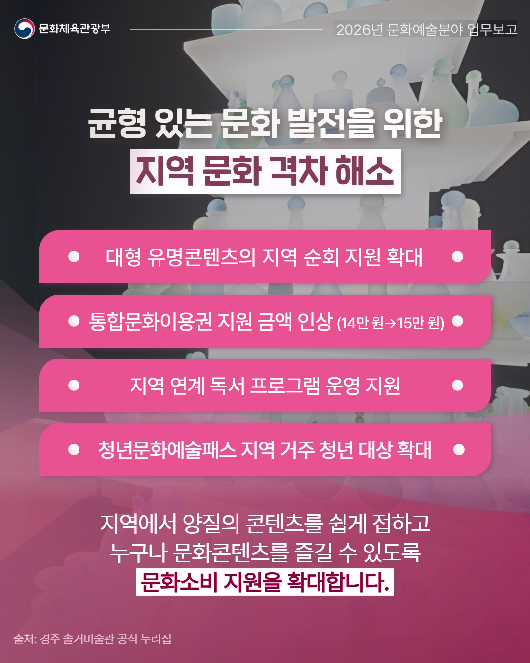 문화체육관광부 2026년 문화예술 분야 업무보고  - 자세한 정보는 아래를 참조해주세요
